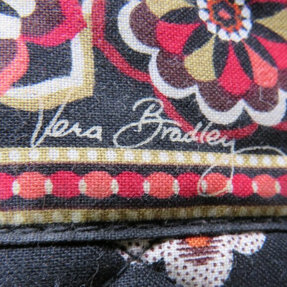 Vera Bradley kiss lock x2 Pirouette pattern clutch wallet Quilted black & red - Picture 7 of 9